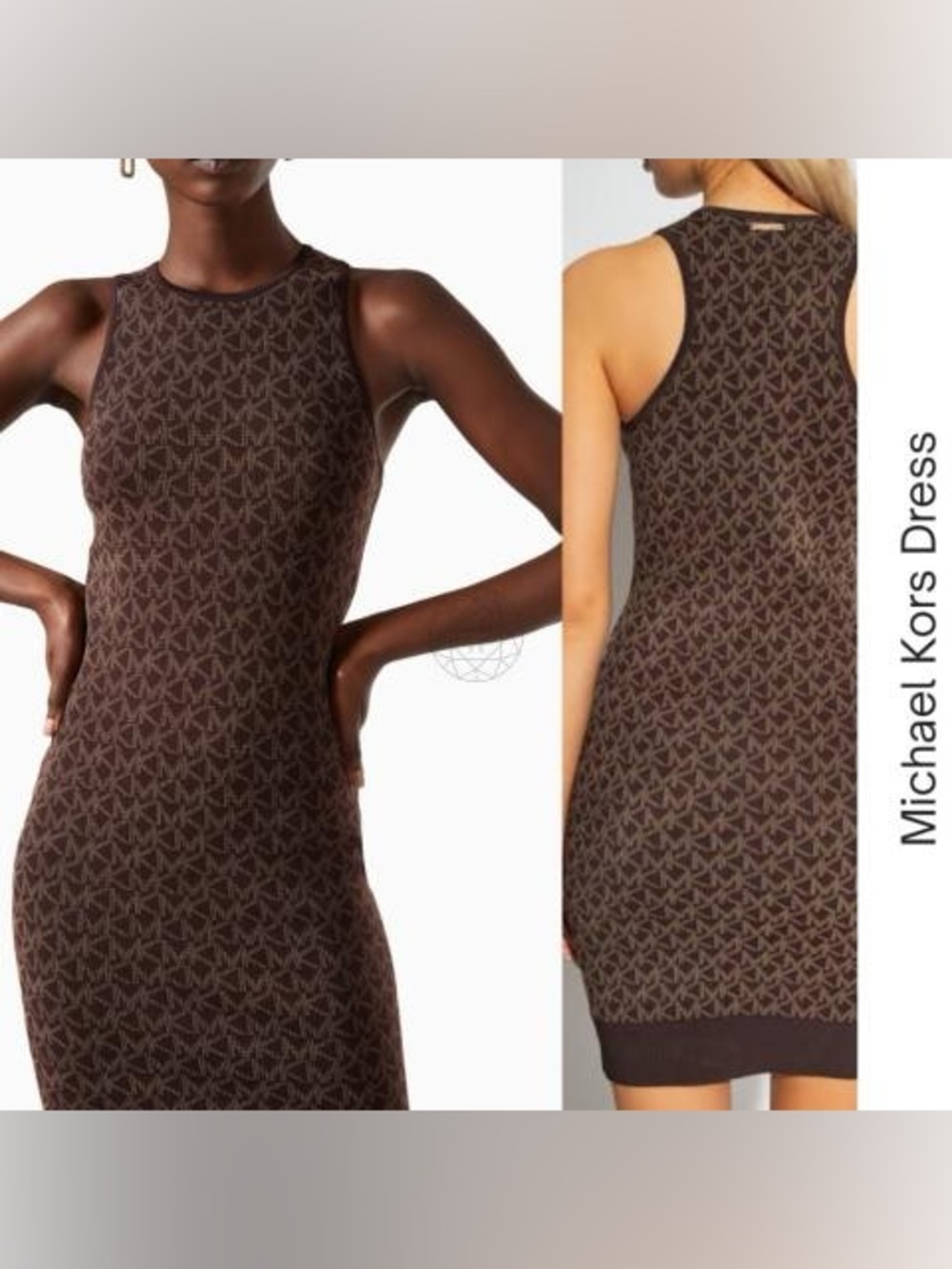 Michael Kors Brown Logo Knit Tank Dress